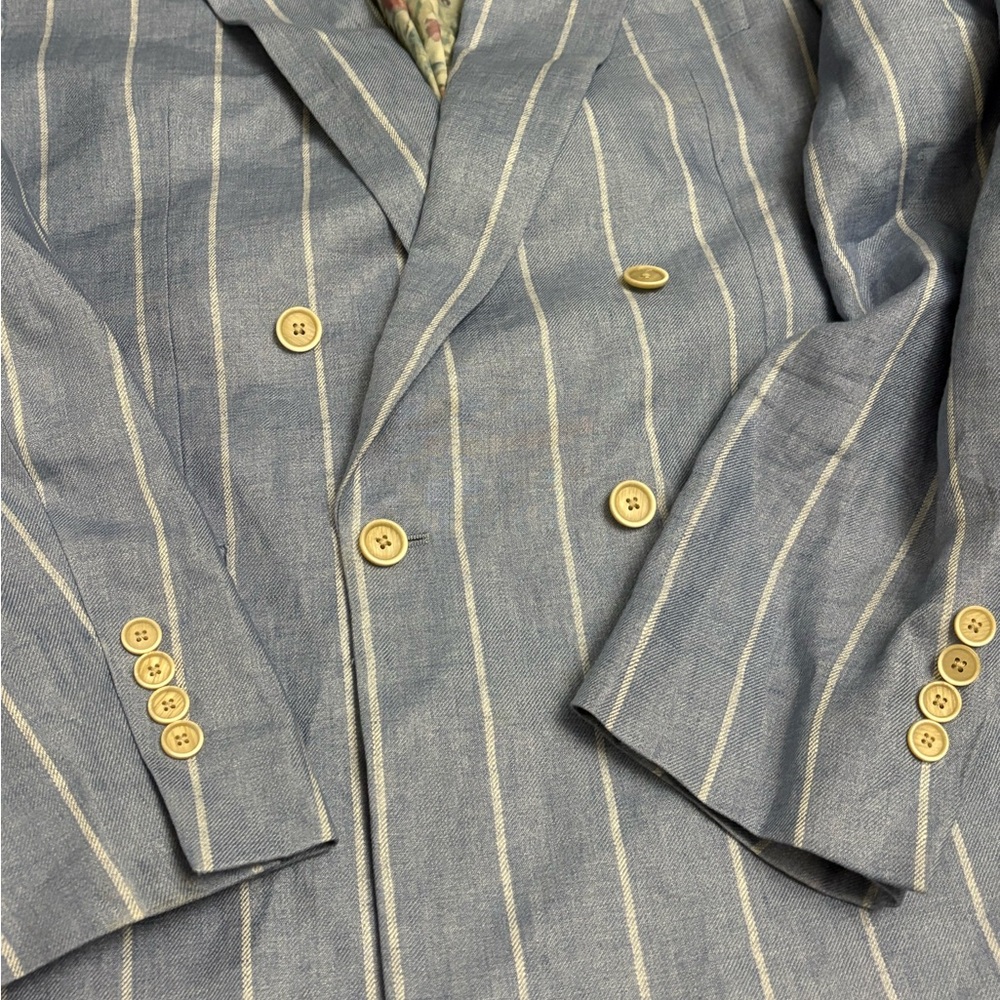 Tallia Men's Blue & White Pinstripe Double-Breasted Blazer - Picture 4 of 6